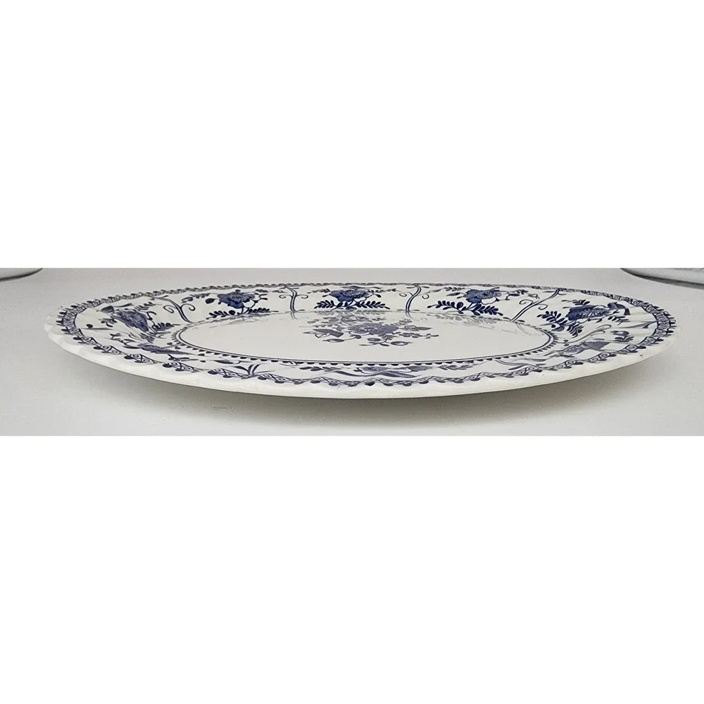 Johnson Bros Indies Serving Platter Large 12in Blue White Floral Bird EXC